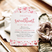 Coeurs rouges roses Notre petit Baby shower amoure