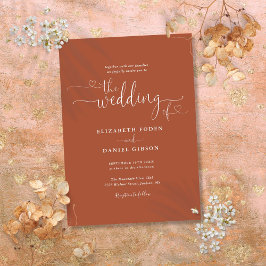 Invitation Cœurs Terracotta Élégants Calligraphie Mariage