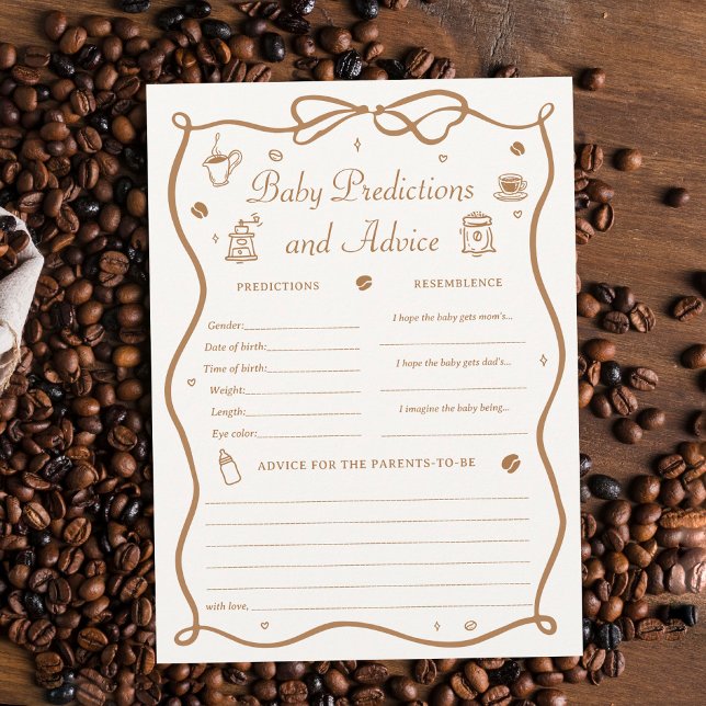 Invitation Coffee Baby Shower Predicitons Game Card (Créateur téléchargé)