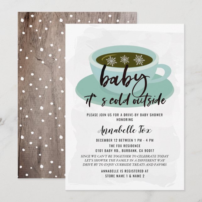 Invitation Coffee Cup Baby Son Baby shower Cold Drive by (Devant / Derrière)