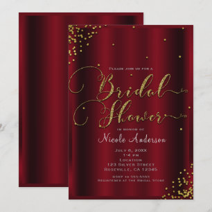 Invitation Coins de confettis rouges et dorés gras pour la do