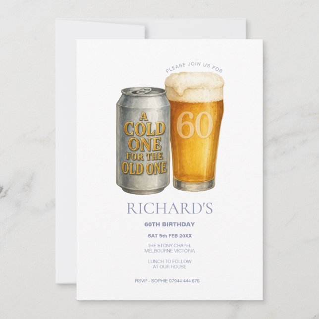 Invitation Cold One pour l'ancien homme du 60e anniversaire (Devant)