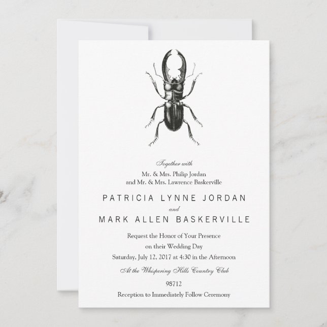 Invitation Coléoptère Lucanus Metallicus (Devant)