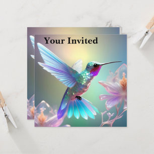 Invitation Colibri en verre arc-en-ciel