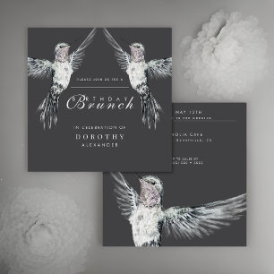 Invitation Colibri noir et blanc N'IMPORTE QUEL Brunch d'anni