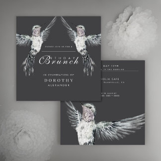 Invitation Colibri noir et blanc N'IMPORTE QUEL Brunch d'anni