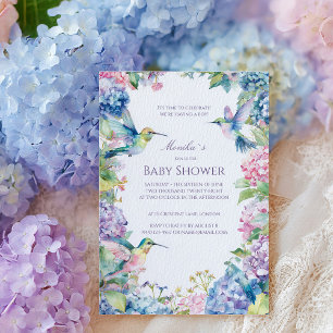 Invitation Colibris à Whimsical avec Baby shower Hydrangeas