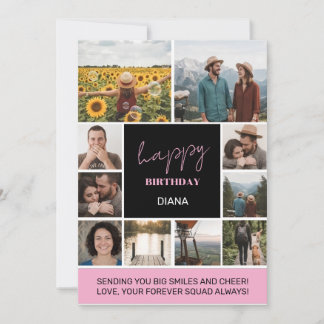 Invitation Collage d'anniversaire simple avec une grille de 1