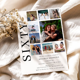 Invitation Collage de 60 photos pour une fête d'anniversaire 