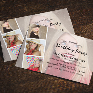 Invitation Collage de bande de photo moderne pour fête d'anni
