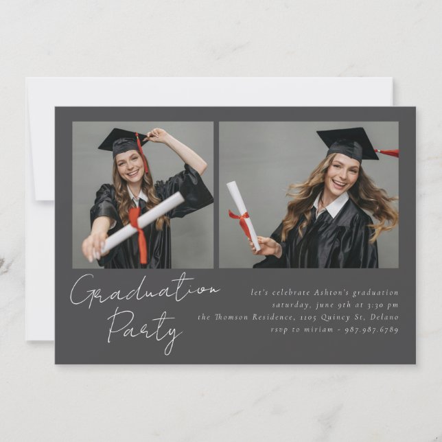 Invitation Collage de deux photos design moderne (Devant)