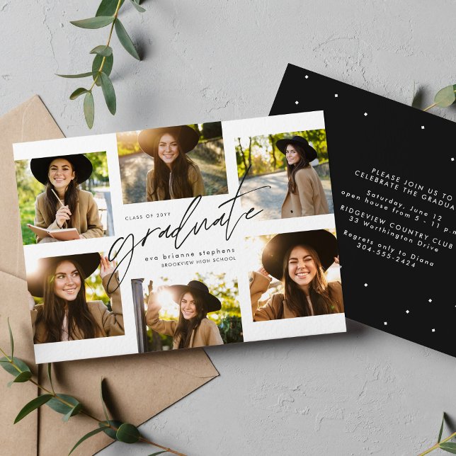 Invitation collage de l'élève six photo moderne graduation (Créateur téléchargé)