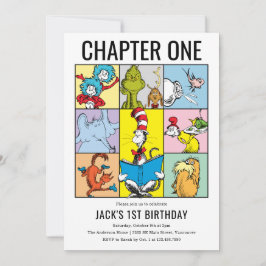 Invitation Collage de personnage d'anniversaire du Dr Seuss C