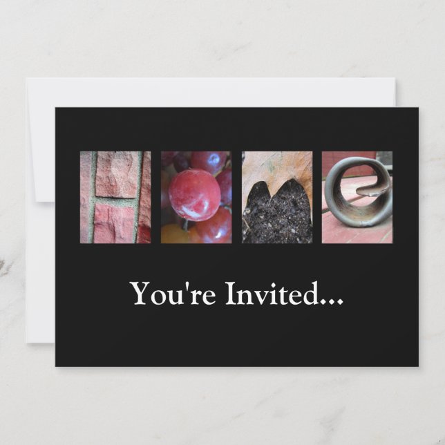 Invitation Collage de photographies alphabétiques, lettre per (Devant)