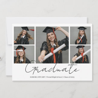 Invitation Collage de photos de fin d'études Diplômé moderne