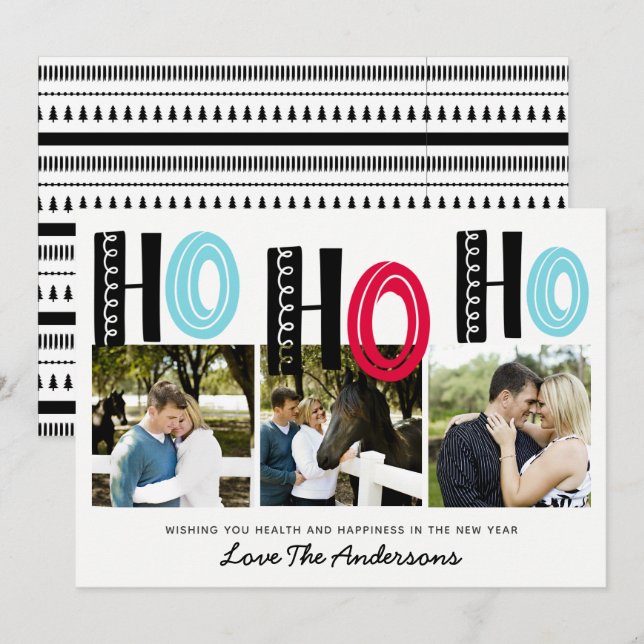 Invitation Collage de photos de Noël en scandinave (Devant / Derrière)