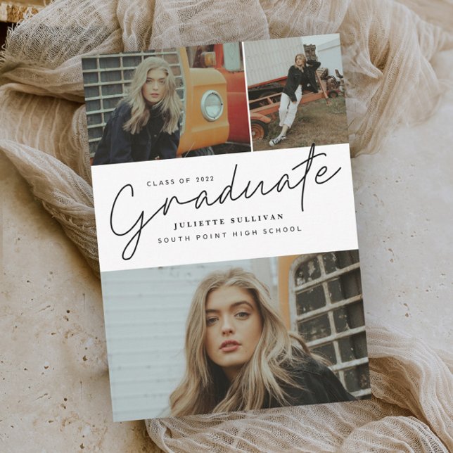 Invitation Collage de photos de remise de diplômes en écritur (Créateur téléchargé)