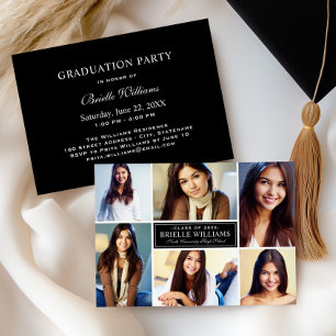 Invitation Collage de photos élégant en noir et blanc pour la