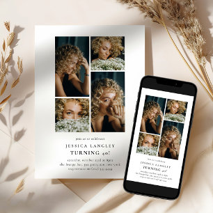 Invitation Collage de photos minimaliste 40e anniversaire