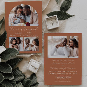 Invitation Collage minimaliste d'arc photo Mariage en terre c