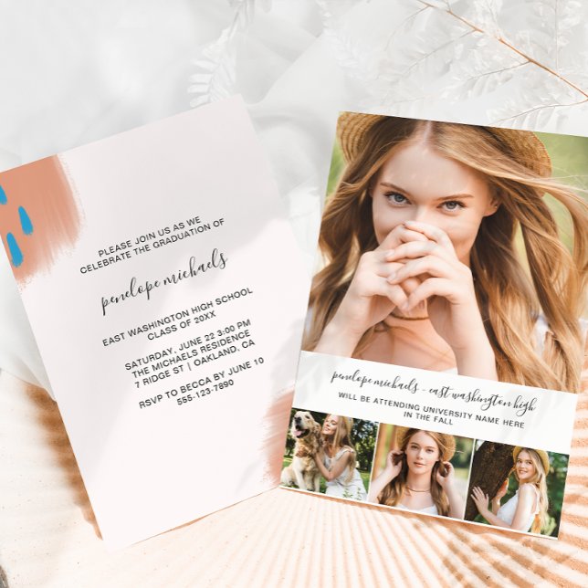 Invitation Collage photo branché et coups de fouet fête de gr (Créateur téléchargé)