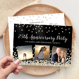 Invitation Collage photo Confetti 25e anniversaire de la fête