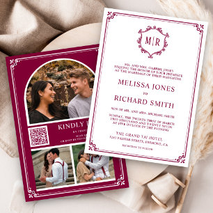 Invitation Collage photo de code QR monogramme mariage magent
