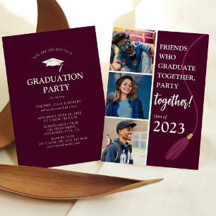 Invitation Collage photo de fête de fin d'études moderne pour