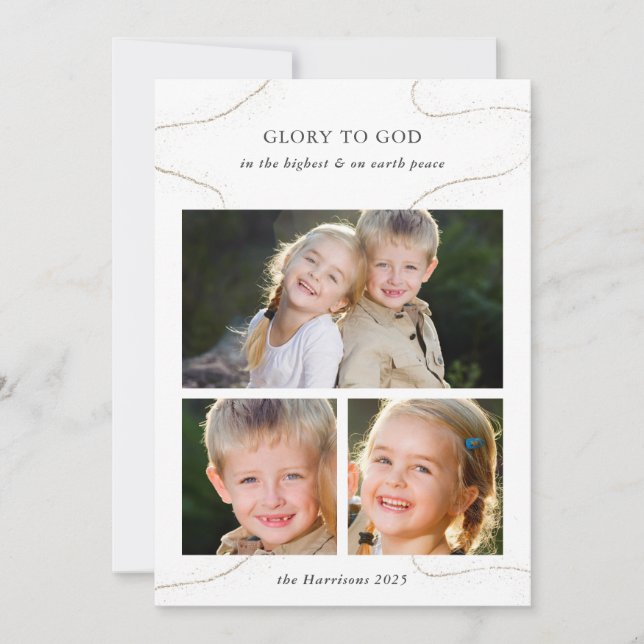 Invitation Collage photo de Noël religieux personnalisé (Devant)