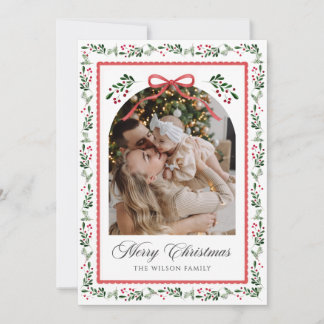 Invitation Collage photo de noeud floral aquarelle de Noël