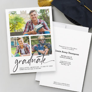 Invitation Collage photo de remise de diplômes pour homme mod