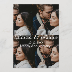 Invitation collage photo joyeux anniversaire nom date simple