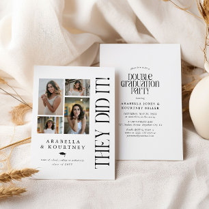 Invitation Collage photo minimaliste pour une double fête de 