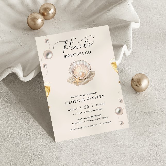 Invitation Collation de perles et de prosecco sur le thème de (Créateur téléchargé)