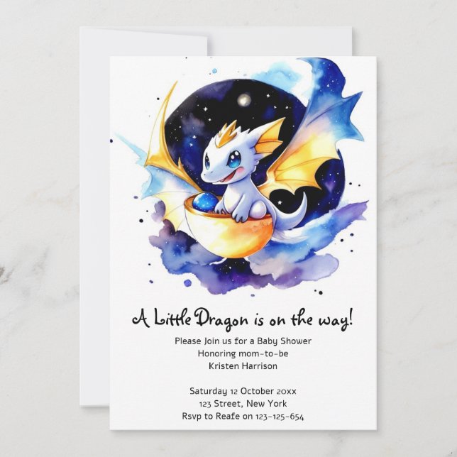 Invitation Collecte de Baby showers ornés de dragons (Devant)