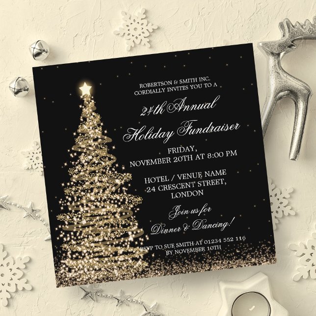 Invitation Collecte de fonds de vacances Gala Gold (Holiday Corporate Fundraiser Gala Gold Invitation)