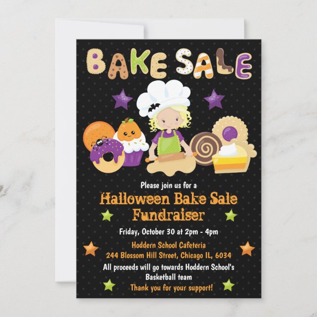 Invitation Collecte de fonds Halloween Bake Sale (Devant)