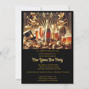 Invitation Collecte de fonds Soirée du Nouvel An Black Gold