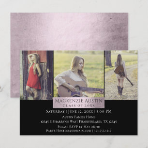 Invitation Collecte des diplômes   Rose rose Blush 3 - Mot ph