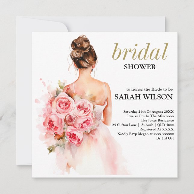 Invitation Collection de Mariage d'aquarelle Rose Floral (Devant)