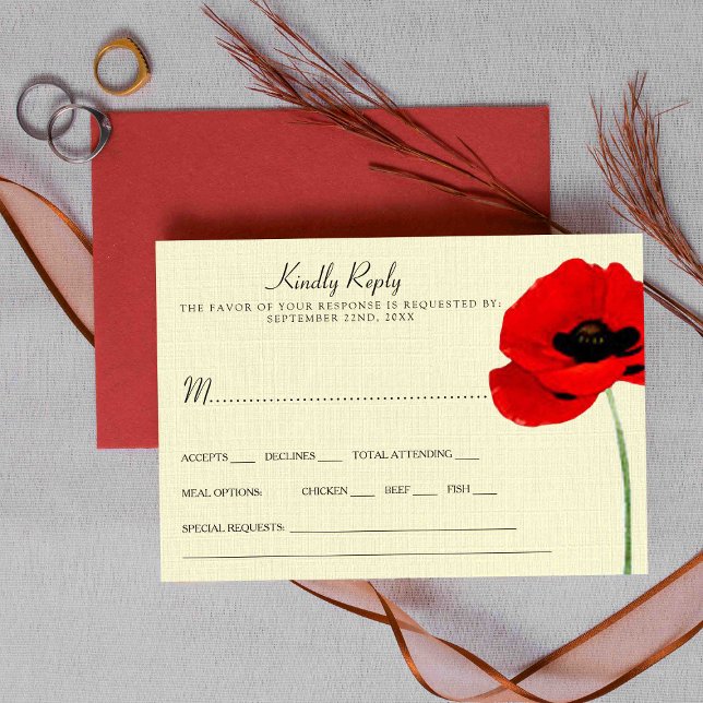 Invitation Collection de mariage floral coquelicots aquarelle (Créateur téléchargé)