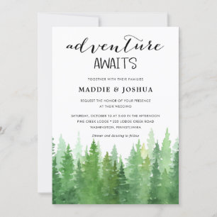 Invitation Collection de mariage forêt de pins à l'aquarelle