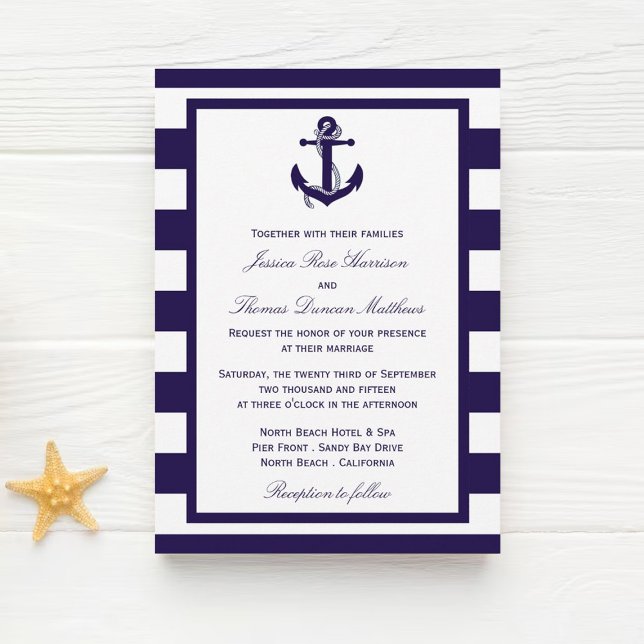 Invitation Collection de Mariages de la marine d'Ancres nauti (Créateur téléchargé)