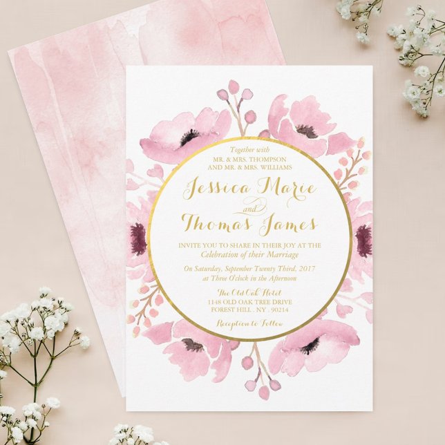 Invitation Collection de Mariages floraux rose-printemps (Créateur téléchargé)