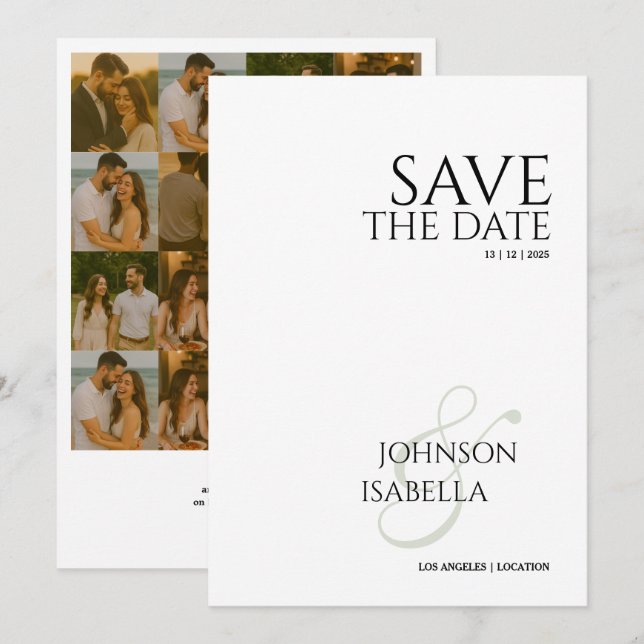 Invitation Collection de photos mariage texte minimal enregis (Devant / Derrière)