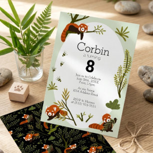 Invitation Collection Fête d'anniversaire Panda roux, Animal