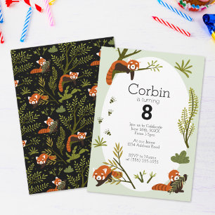 Invitation Collection Fête d'anniversaire Panda roux, Animal