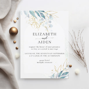 Invitation Collection Mariage Blanc (Imiter) Or Bleu