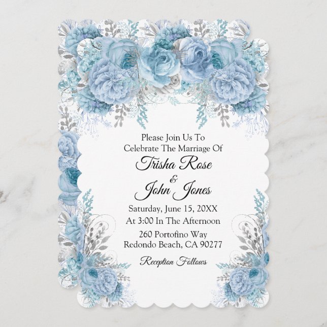 Invitation Collection Mariage bleu (Devant / Derrière)