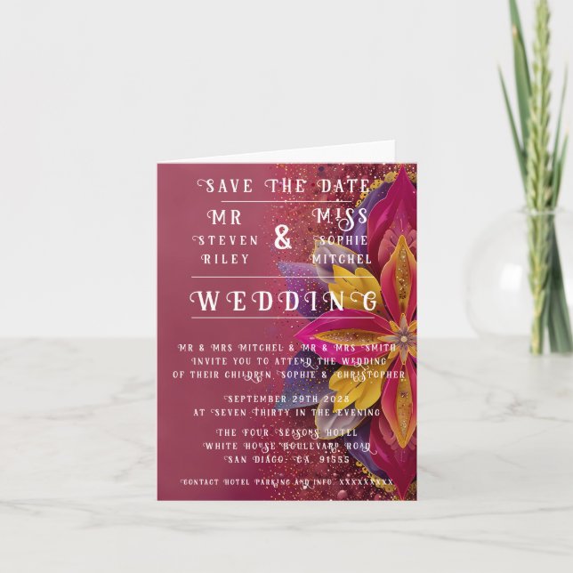 Invitation Collection Mariage d'élégance florale rose (Devant)